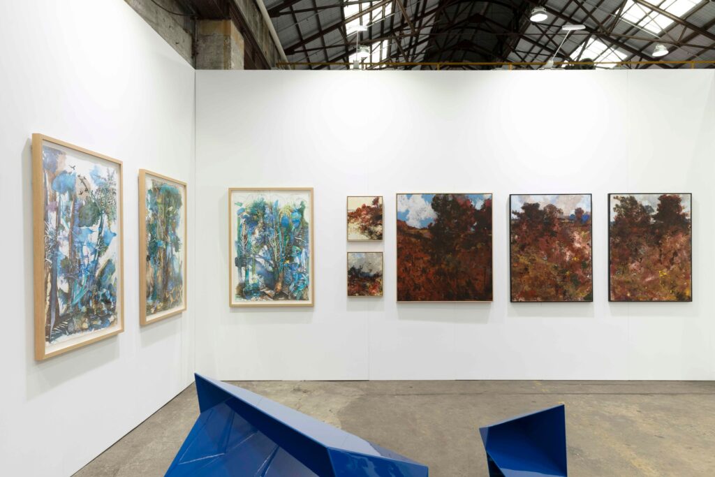 Interior of the Art Collective modern gallery space in the Perth CBD featuring artwork by Antony Muia, Jon Tarry and Merrick Belyea