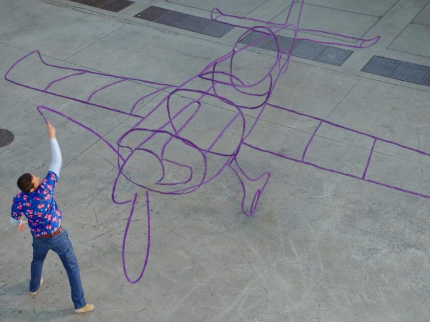 Harold drawing his imaginary world with a purple crayon—scene from Harold and the Purple Crayon