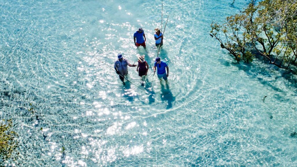 An aerial shot of Bundy, a local Bardi man of the Dampier peninsula guiding tourists through the wetlands